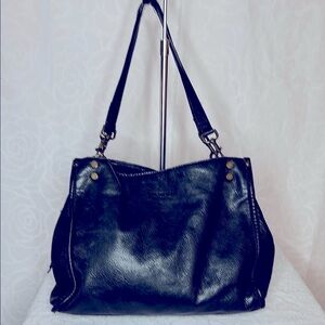 Classic Black Leather Shoulder Bag - Women